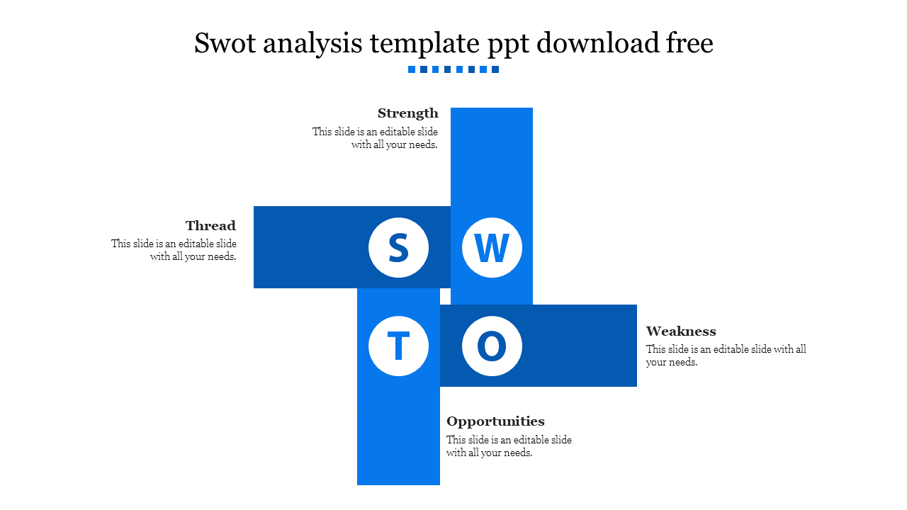 swot analysis template ppt download free-Blue